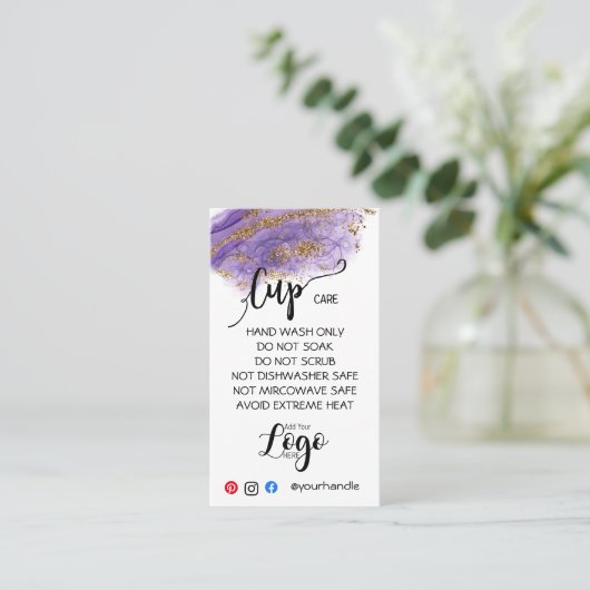 VOEG UW LOGO CARE CARDS vinyl business TOE Visitekaartje (Staand voorkant)