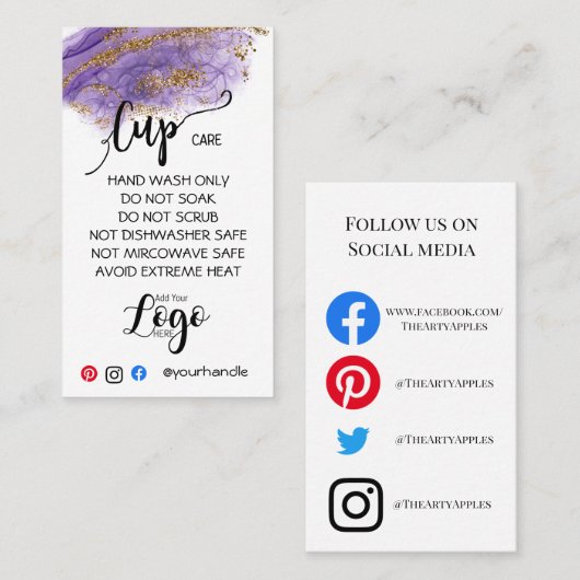 VOEG UW LOGO CARE CARDS vinyl business TOE Visitekaartje (Voorkant / Achterkant)