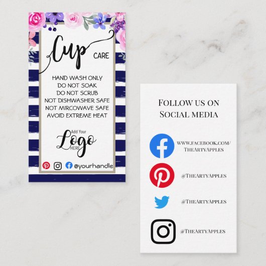 VOEG UW LOGO CARE CARDS vinyl business TOE Visitekaartje (Voorkant / Achterkant)