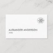 Voeg uw Logo Clean Black White Typography QR-code  Visitekaartje (Voorkant)