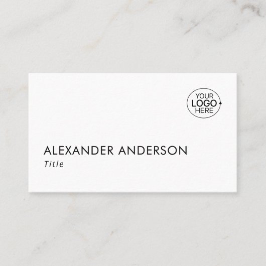 Voeg uw Logo Clean Black White Typography QR-code  Visitekaartje (Voorkant)