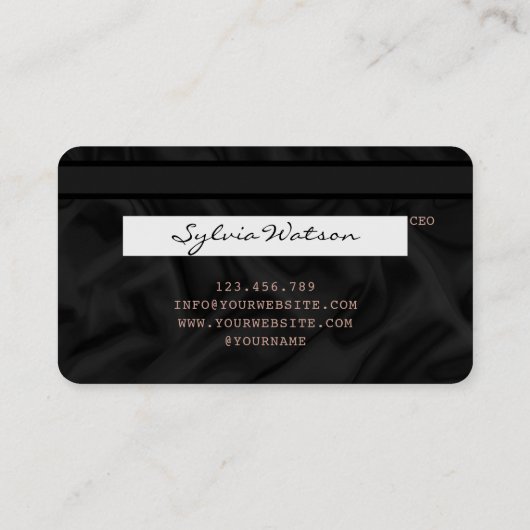 Voeg uw Logo Credit Kaart Black Silk Style toe Visitekaartje (Achterkant)