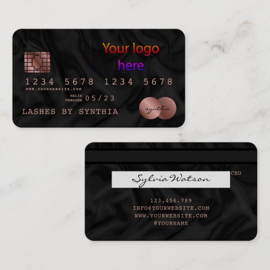 Voeg uw Logo Credit Kaart Black Silk Style toe Visitekaartje (Voorkant / Achterkant)