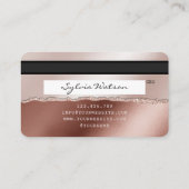 Voeg uw Logo Credit Kaart Roos Gold Glitter Drips  Visitekaartje (Achterkant)