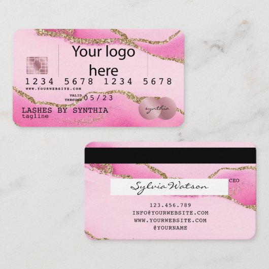 Voeg uw Logo credit Kaart stijl gouden make-up Visitekaartje (Voorkant / Achterkant)
