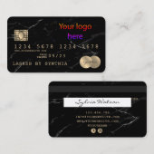 Voeg uw Logo credit Kaart stijl zwart marmer Visitekaartje (Voorkant / Achterkant)