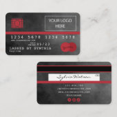 Voeg uw Logo Credit Kaart Stijlvol rood en zwart t Visitekaartje (Voorkant / Achterkant)