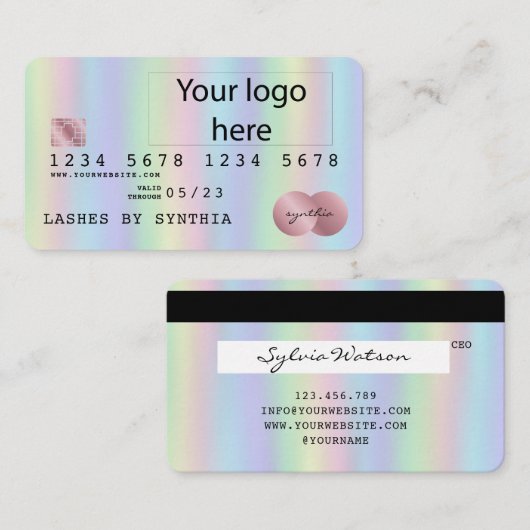 Voeg uw Logo Credit Kaart Style Holograph Folie Visitekaartje (Voorkant / Achterkant)