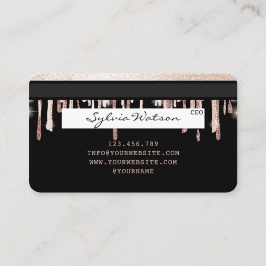 Voeg uw logo Credit Kaart Styled Dripping Gold toe Visitekaartje (Achterkant)