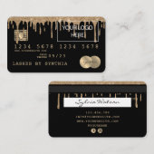 Voeg uw Logo Credit Kaart Styled Dripping Gold toe Visitekaartje (Voorkant / Achterkant)