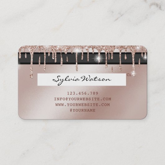 Voeg uw Logo Credit Kaart Styled Roos Gold Drips Visitekaartje (Achterkant)