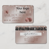 Voeg uw Logo Credit Kaart Styled Roos Gold Drips Visitekaartje (Voorkant / Achterkant)