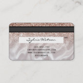 Voeg uw Logo Credit Kaart Styled Roos Gold Glitter Visitekaartje (Achterkant)