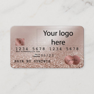 Voeg uw Logo Credit Kaart Styled Roos Gold Glitter Visitekaartje