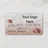 Voeg uw Logo Credit Kaart Styled Roos Gold Glitter Visitekaartje (Voorkant)