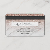 Voeg uw Logo Credit Kaart Styled Roos Gold Glitter Visitekaartje (Achterkant)