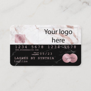 Voeg uw Logo Credit Kaart Styled Roos Gold Marble Visitekaartje
