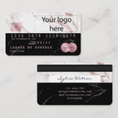 Voeg uw Logo Credit Kaart Styled Roos Gold Marble Visitekaartje (Voorkant / Achterkant)