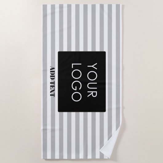Voeg uw Logo Custom Business grey Stripes toe Strandlaken (Voorkant)