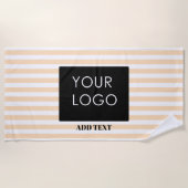 Voeg uw Logo Custom Business Peach Stripes toe Strandlaken (Voorkant)