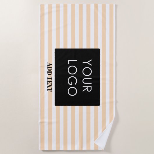 Voeg uw Logo Custom Business Peach Stripes toe Strandlaken (Voorkant)