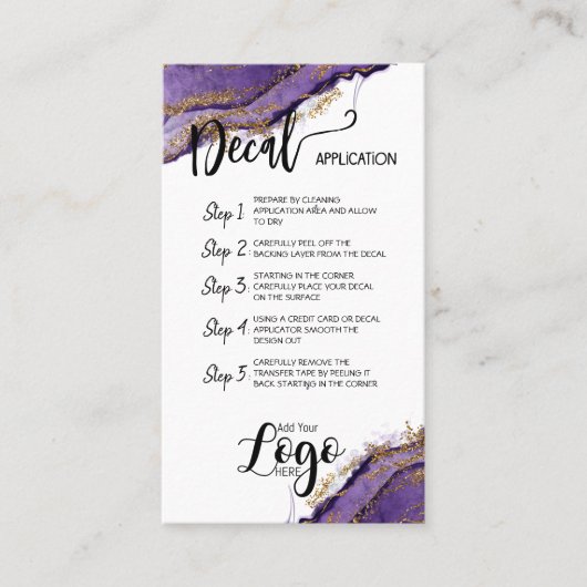 VOEG UW LOGO decal application CARE CARDS vinyl TO Visitekaartje (Voorkant)