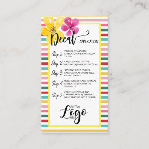 VOEG UW LOGO decal application CARE CARDS vinyl TO Visitekaartje