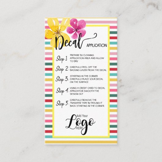 VOEG UW LOGO decal application CARE CARDS vinyl TO Visitekaartje (Voorkant)