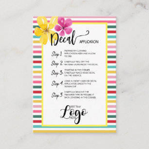 VOEG UW LOGO decal application CARE CARDS vinyl TO Visitekaartje
