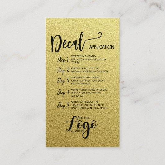 VOEG UW LOGO decal application CARE CARDS vinyl TO Visitekaartje (Voorkant)