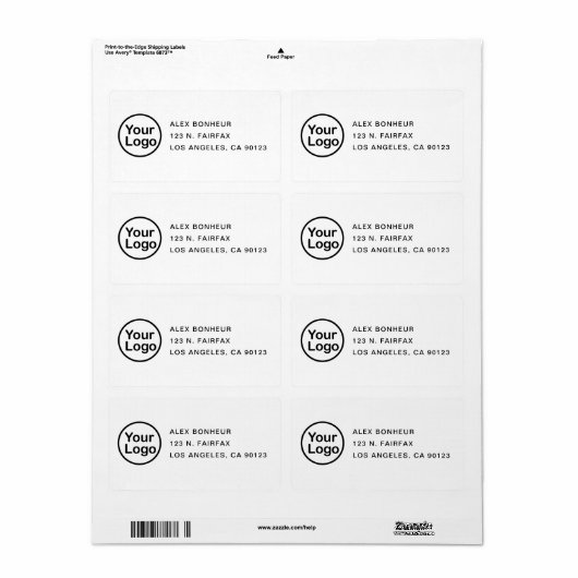 VOEG UW LOGO Eenvoudig wit retouradres TOE Etiket (Full Sheet)