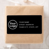 VOEG UW LOGO Eenvoudig zwart retouradres toe Etiket (Insitu)