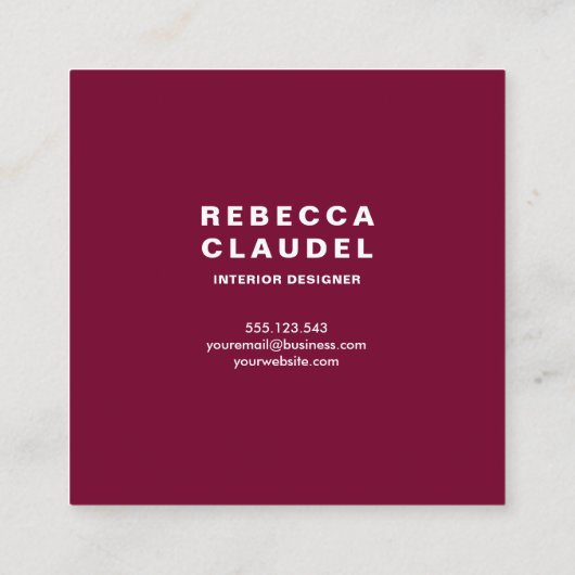 Voeg uw Logo eenvoudige, minimale bewerkbare kleur Vierkante Visitekaartje (Achterkant)