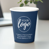 Voeg uw Logo en 3 regels tekst toe - marine Papieren Bekers