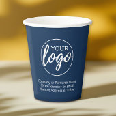 Voeg uw Logo en 3 regels tekst toe - marine Papieren Bekers