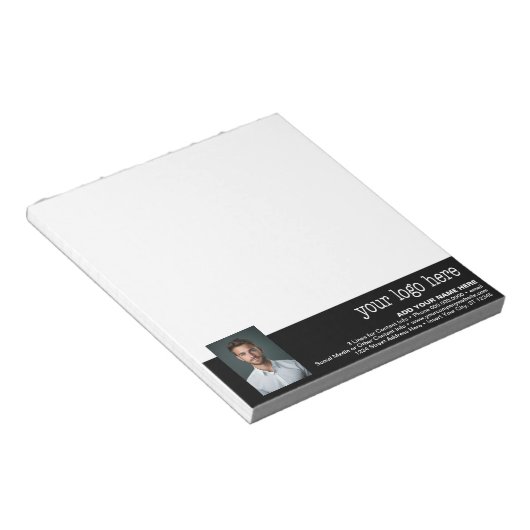 Voeg uw Logo en foto toe - Zakelijke contactgegeve Notitieblok (Schuin)