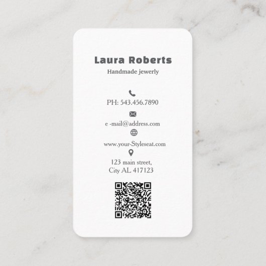 Voeg uw logo en QR Code oorbel display toe Visitekaartje (Achterkant)