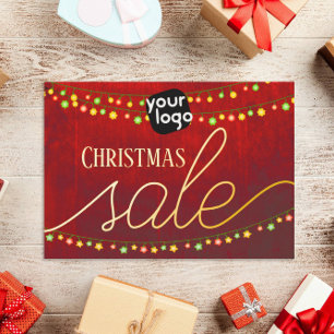 Voeg uw logo en QR-code toe Elegante Kerstverkoop Folie Feestdagen Briefkaart