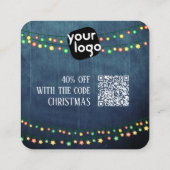 Voeg uw logo en QR-code toe Elegante Kerstverkoop Vierkante Visitekaartje (Achterkant)