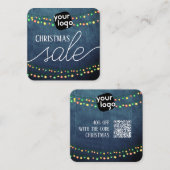 Voeg uw logo en QR-code toe Elegante Kerstverkoop Vierkante Visitekaartje (Voorkant / Achterkant)