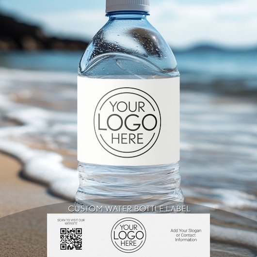 Voeg uw Logo en QR-code toe - Modern Minimalist Waterfles Etiket