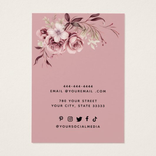 Voeg uw logo floral ketting earring display card visitekaartje (Achterkant)