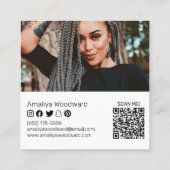 Voeg uw logo foto QR code modern social media toe Vierkante Visitekaartje (Achterkant)