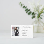 Voeg uw Logo Foto QR White Simple Professional toe Visitekaartje (Staand voorkant)