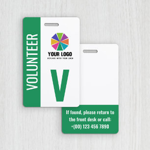 Voeg uw logo groene vrijwilligersbadge toe badge