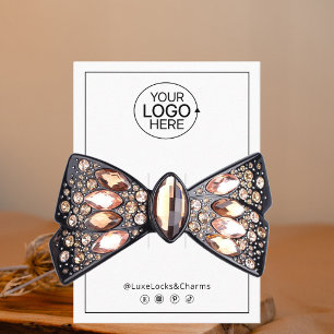 Voeg Uw Logo Haarclip Display Zwart en Wit Visitekaartje