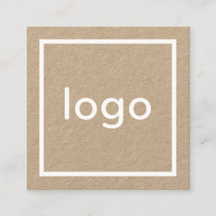 Voeg uw logo handgemaakte rustieke bruine kraft pa vierkante visitekaartje