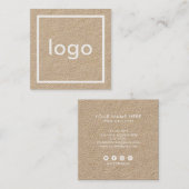 Voeg uw logo handgemaakte rustieke bruine kraft pa vierkante visitekaartje (Voorkant / Achterkant)
