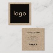 Voeg uw logo handgemaakte rustieke bruine kraft pa vierkante visitekaartje (Voorkant / Achterkant)