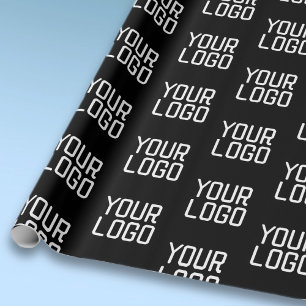 Voeg Uw Logo Herhalend Patroon Bewerkbare Sjabloon Cadeaupapier